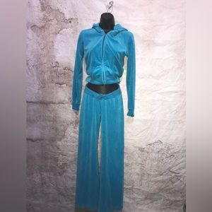 Nike Velour Sweatsuit/  Vtg Y2K Teal Low Rise Pant S Jacket XS Pants~age wear~